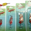 MET�L (Metal), zleva druh 1442 (33 mm, 10 g), druh 1443 (48 mm, 20 g), druh 1444 (58 mm, 30 g) a druh 1445 (65 mm, 40 g). Ocelov� t�pytka vyr�b�n� min. ve 4 velikostech. Spodn� strana �lut� lakovan�. Cena 6,80 - 7,60 K�s. V�robce ZNAK HK.